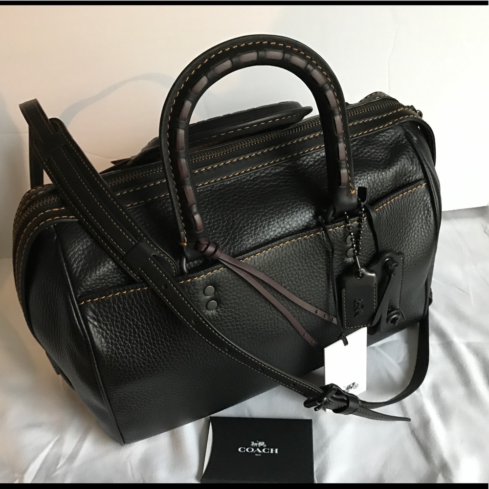 Coach Rogue Satchel Whipstitched handles Suede